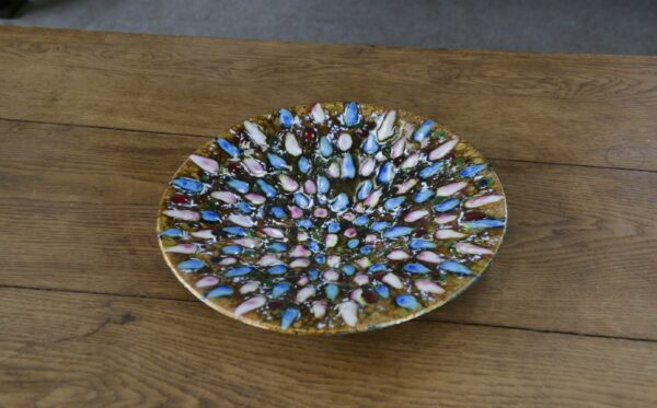 Centre de table métal émaillé coloré 1970