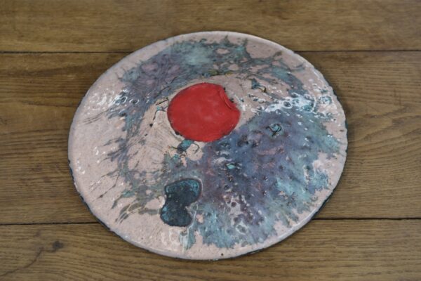 Centre de table métal émaillé coloré 1970