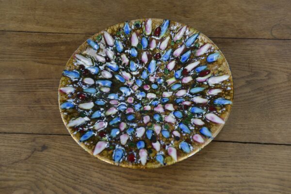 Centre de table métal émaillé coloré 1970