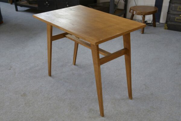 Table d'appoint en chêne pieds compas 1960
