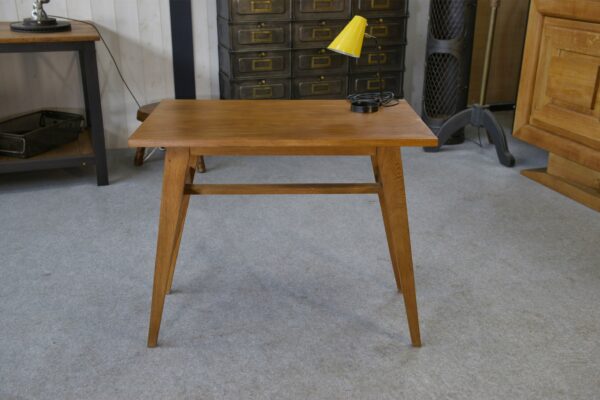 Table d'appoint en chêne pieds compas 1960