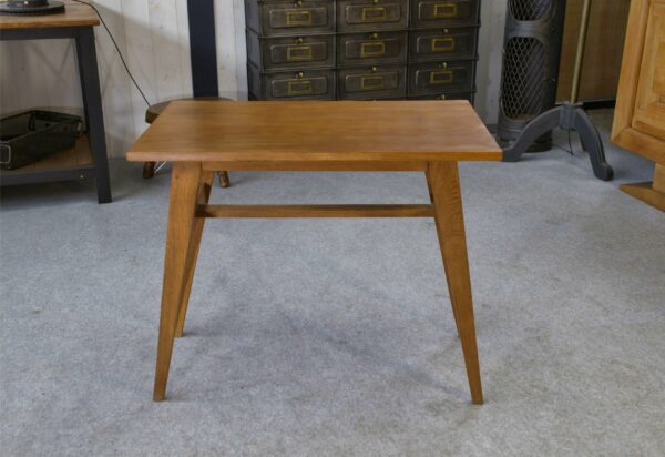 Table d'appoint en chêne pieds compas 1960