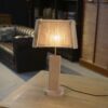 Lampe brutaliste orme et chêne massif et abat-jour en cordage - 1980s