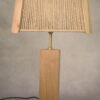 Lampe brutaliste orme et chêne massif et abat-jour en cordage - 1980s
