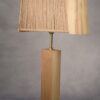 Lampe brutaliste orme et chêne massif et abat-jour en cordage - 1980s