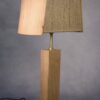 Lampe brutaliste orme et chêne massif et abat-jour en cordage - 1980s