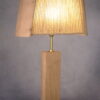 Lampe brutaliste orme et chêne massif et abat-jour en cordage - 1980s