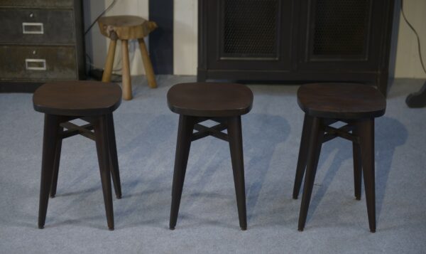 Tabourets design hêtre attribué à Louis Gamet 1950s