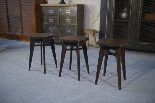 Tabourets design hêtre attribué à Louis Gamet 1950s