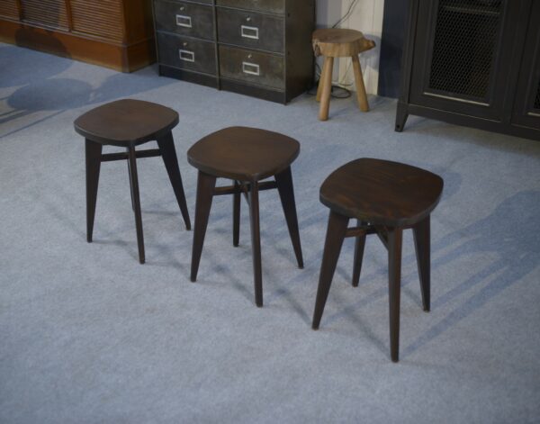 Tabourets design hêtre attribué à Louis Gamet 1950s
