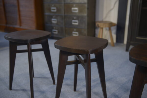 Tabourets design hêtre attribué à Louis Gamet 1950s