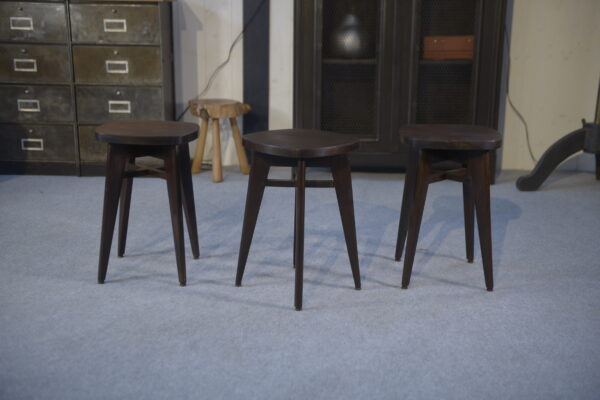 Tabourets design hêtre attribué à Louis Gamet 1950s