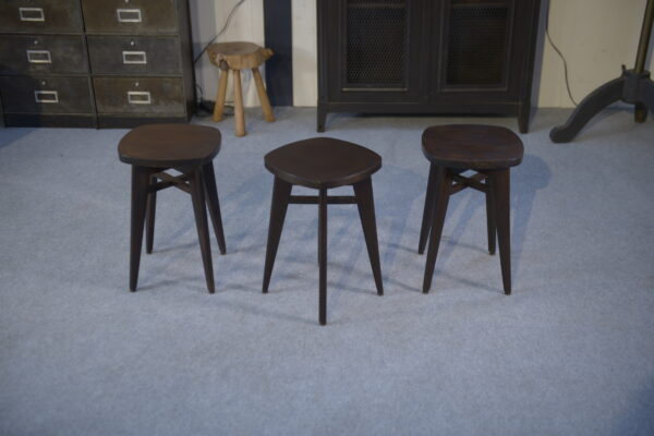 Tabourets design hêtre attribué à Louis Gamet 1950s