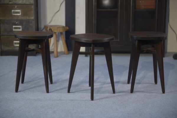 Tabourets design hêtre attribué à Louis Gamet 1950s