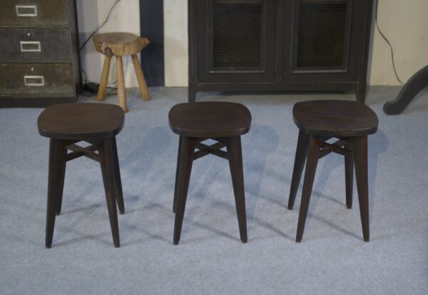 Tabourets design hêtre attribué à Louis Gamet 1950s
