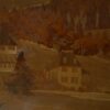 Tableau bois marqueterie décor de montage signé PIERRE ROSENAU Milieu XXème