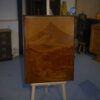 Tableau bois marqueterie décor de montage signé PIERRE ROSENAU Milieu XXème