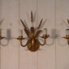 Lot de 3 appliques en fer forgé doré gerbe épi de blé 1960's