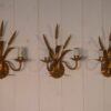 Lot de 3 appliques en fer forgé doré gerbe épi de blé 1960's