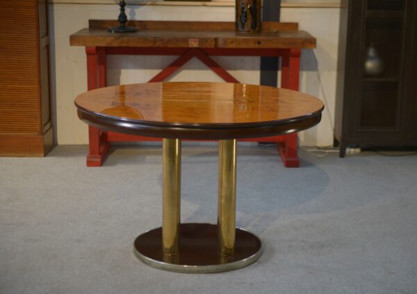 Table design en plaquage de loupe d'Orme par Ramaioli Pesaro 1970's