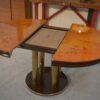 Table design en plaquage de loupe d'Orme par Ramaioli Pesaro 1970's