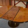 Table design en plaquage de loupe d'Orme par Ramaioli Pesaro 1970's