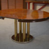 Table design en plaquage de loupe d'Orme par Ramaioli Pesaro 1970's