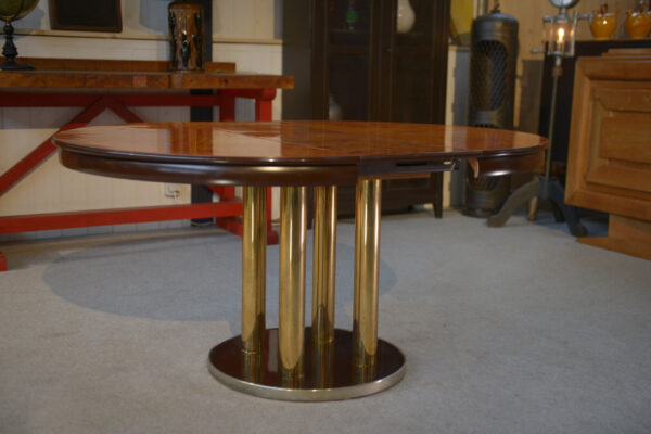 Table design en plaquage de loupe d'Orme par Ramaioli Pesaro 1970's