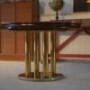 Table design en plaquage de loupe d'Orme par Ramaioli Pesaro 1970's