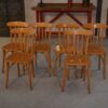 Ensemble de 6 chaises bistrot en hêtre 1960's