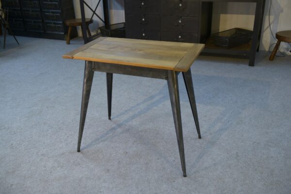 Table bistrot par Xavier Pauchard pour Tolix plateau en hêtre 1960