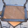 Paire de tables d'appoint en fer forgé et plateau en chêne travail français signé