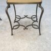 Paire de tables d'appoint en fer forgé et plateau en chêne travail français signé