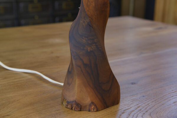 Lampe bois de noyer brutaliste 1960's