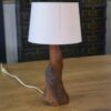 Lampe bois de noyer brutaliste 1960's