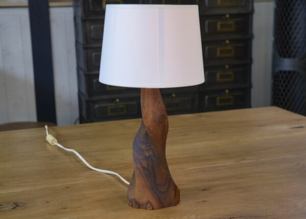 Lampe bois de noyer brutaliste 1960's