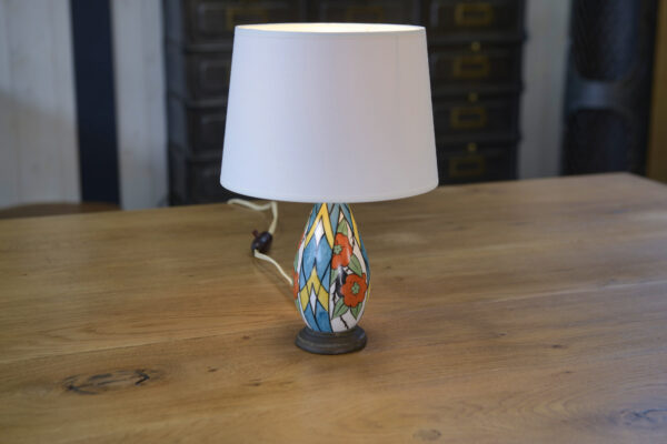 Lampe céramique sur socle bronze Art déco 1930's