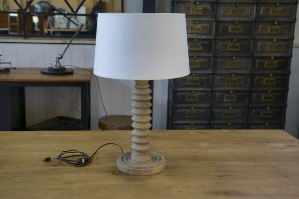 Grande lampe à poser brutaliste en hêtre dans le goût de Charles Dudouyt 1950's