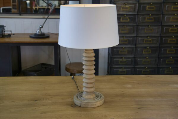 Grande lampe à poser brutaliste en hêtre dans le goût de Charles Dudouyt 1950's