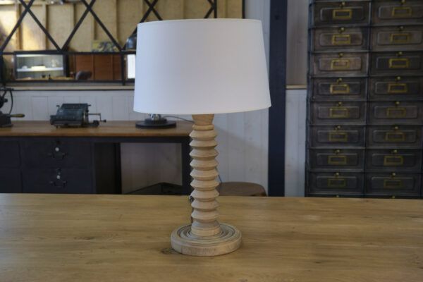 Grande lampe à poser brutaliste en hêtre dans le goût de Charles Dudouyt 1950's