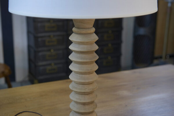 Grande lampe à poser brutaliste en hêtre dans le goût de Charles Dudouyt 1950's