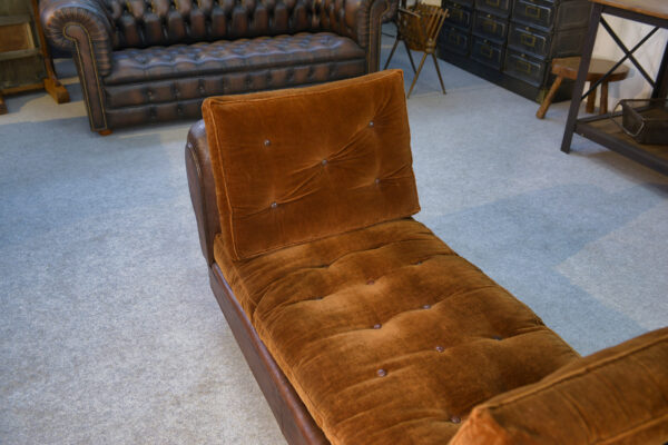 Banquette Club en cuir convertible avec assises velours 1920's