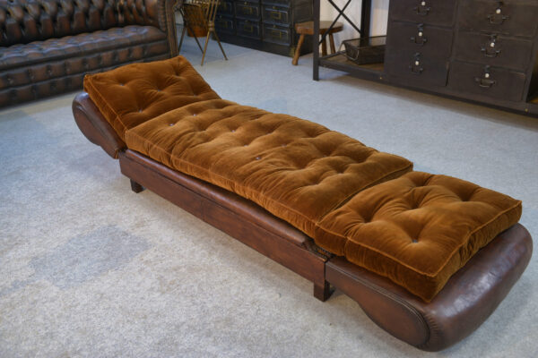 Banquette Club en cuir convertible avec assises velours 1920's