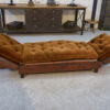 Banquette Club en cuir convertible avec assises velours 1920's