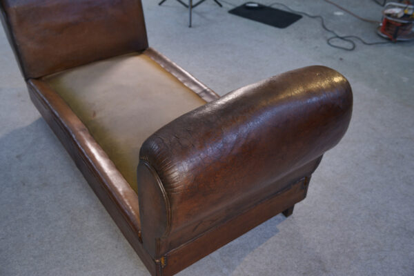 Banquette Club en cuir convertible avec assises velours 1920's