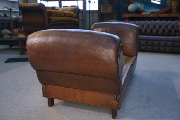 Banquette Club en cuir convertible avec assises velours 1920's