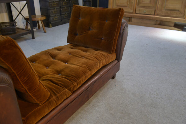 Banquette Club en cuir convertible avec assises velours 1920's