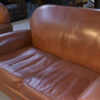 Ensemble canapé 2 places et 2 fauteuils club en simili cuir Camel 1980's