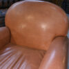 Ensemble canapé 2 places et 2 fauteuils club en simili cuir Camel 1980's