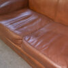 Ensemble canapé 2 places et 2 fauteuils club en simili cuir Camel 1980's